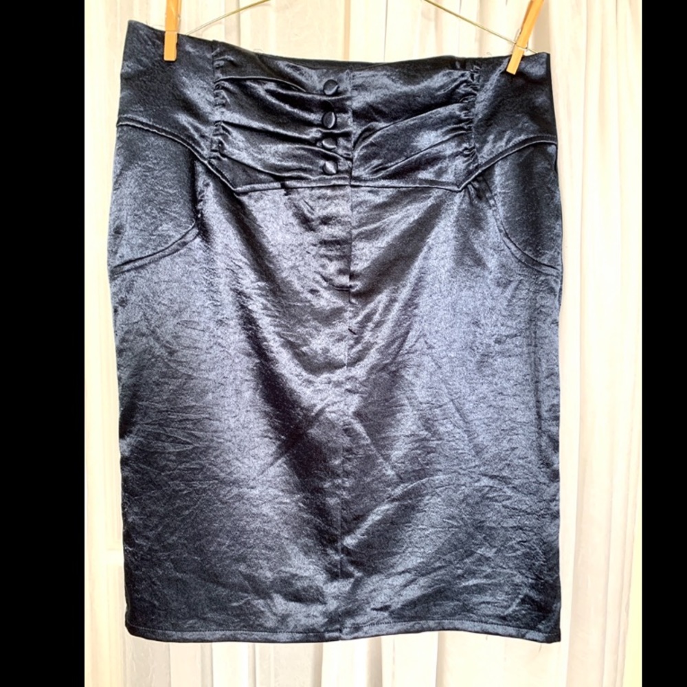 40’s style Navy Silky pencil skirt